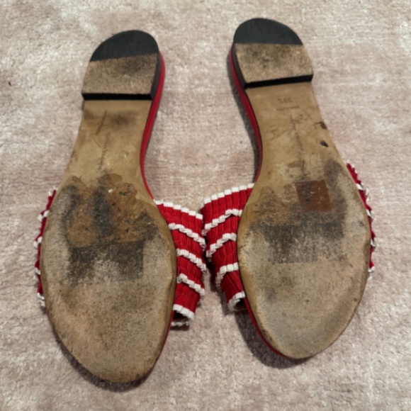 Tabitha Simmons Made in Italy Red & White Frilly Sandals - Picture 4 of 4